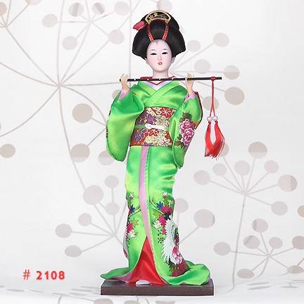 Lime Green Japanese Geisha Dolls