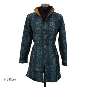 Oriental Lady's Long Fashion Jacket - Dark Green