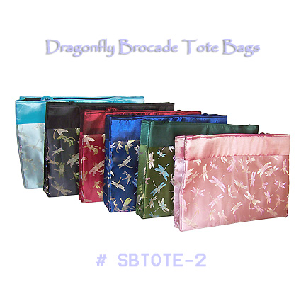 Large dragonfly brocade tote bags