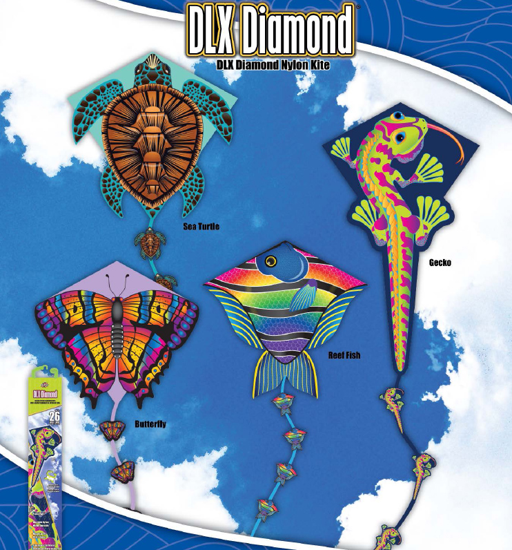 DLX Nylon Diamond Kites (Case of 12 Assortment)