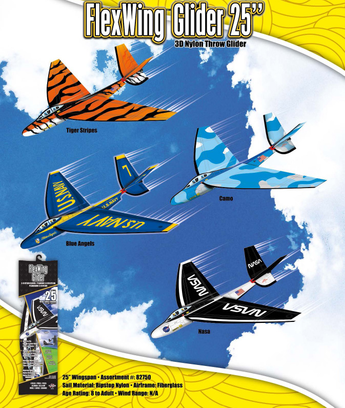 82750 FlexWing Glider Jets - 25\" 3D Nylon Throw Glider(Case of 12)