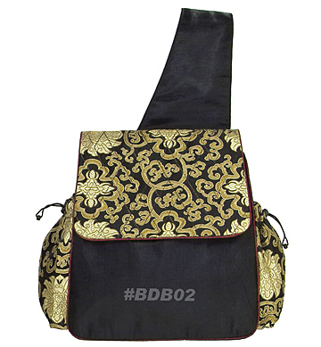 BDB02-Black/Gold Fortune Flower-I Frogee Diaper Back Packs