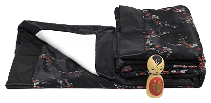 BKT01-Black/Red+Silver Cherry Blossom - I Frogee Brocade Blankets