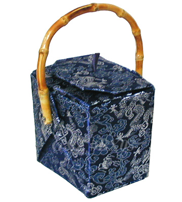 BX03 - Dark Blue Chinese \'Take-Out-Box\' Shape Handbags(Dragon Brocade)
