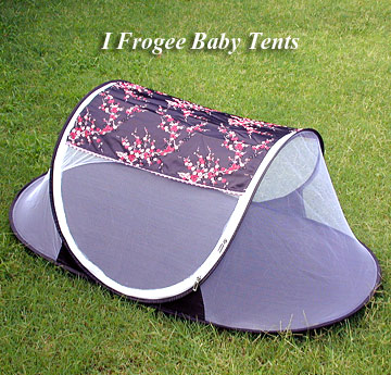 babycamp02 - Black/Red+Silver Cherry Blossom -\'I Frogee\' Foldable Baby Tents