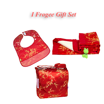 Cutiepack02 - Red Gold Cherry Blossom Baby Gift Set - I Frogee Gift Set