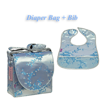 Cutiepack03 - Silver/Skyblue Cherry Blossom Baby Gift Set - I Frogee Products