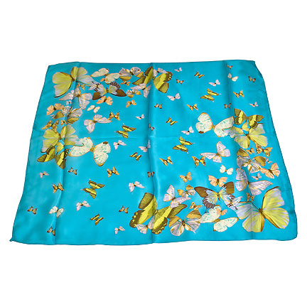 DFJ004 Large Square Chinese Silk Scarf - Butterflies