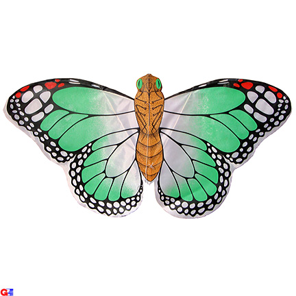 DIY-BFL-1 Green Rayon Butterfly Kites (Pre-Colored) By Dozen