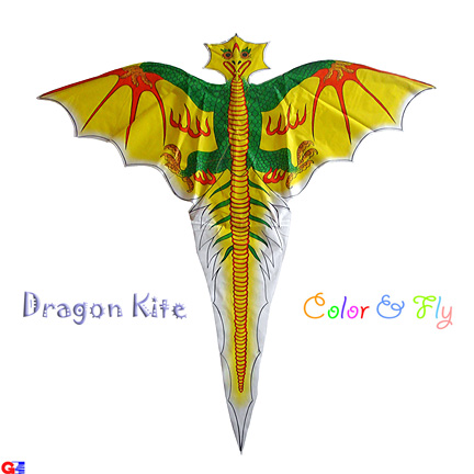 DIY-Dragon-1C Rayon Flat Dragon Kites (Pre-Colored)
