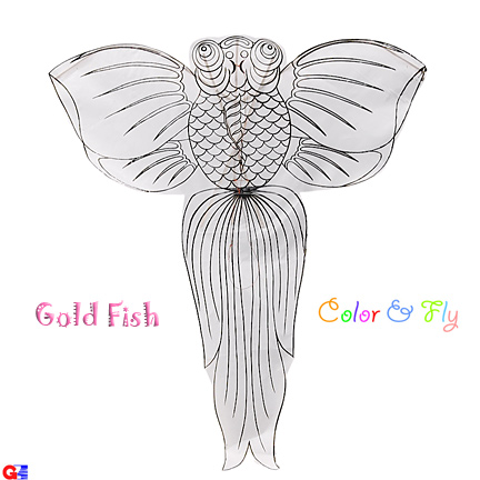 DIY-FISH-1 Rayon Plain Gold Fish Kites (By Dozen)
