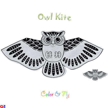 DIY-OWL-2 Rayon Plain Owl Kites (By Dozen)