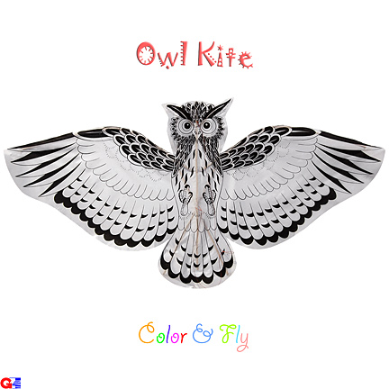 DIY-OWL-3 Rayon Plain Owl Kites (By Dozen)