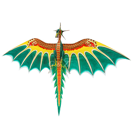 Large 3D Silk Flying Dragon Kite - Green