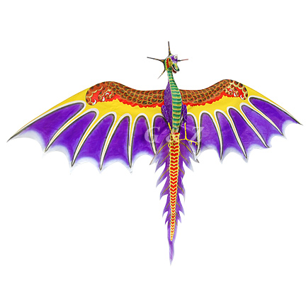 Large 3D Silk Flying Dragon Kite - Purple