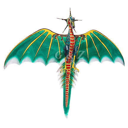 Small 3D Silk Flying Dragon Kite - Green