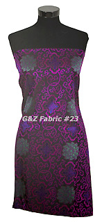 Fabric23 - Black-Pink/Green/Blue Fortune Flower - Oriental Brocade Fabric