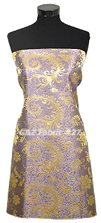 Fabric27 - Lavender w/Gold Phoenix Tail Feather - Oriental Brocade Fabric