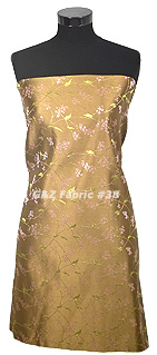 Fabric38c - Brown w/Little Pink Flower - Oriental Brocade Fabric