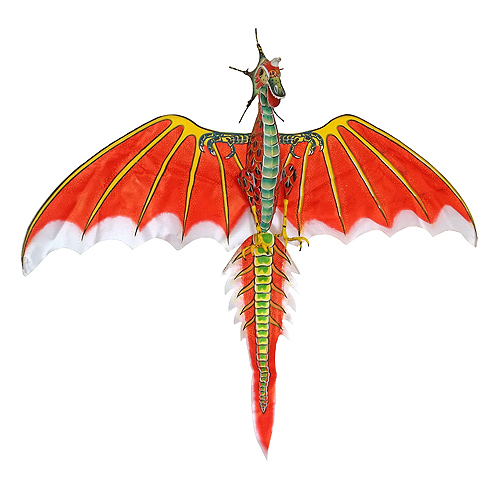 Small 3D Silk Flying Dragon Kite - Red