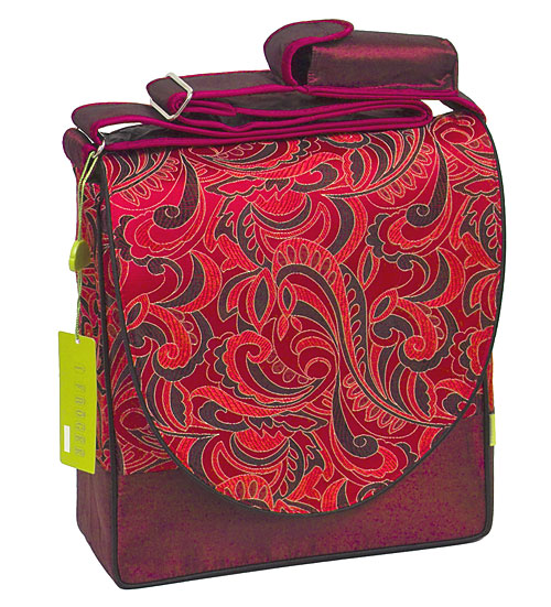 IFD-A05 - Maroon/Dark Red Leaves - 'I Frogee' Boxy Diaper Bags