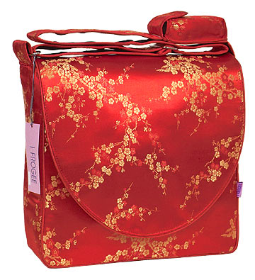 IFD12 - Red/Gold Cherry Blossom - \'I Frogee\' Boxy Diaper Bags