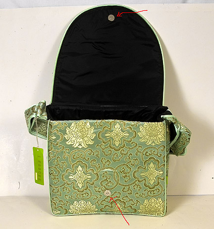 LTP-IFD27 - Bean Green Fortune Flower Brocade Boxy Diaper Bag