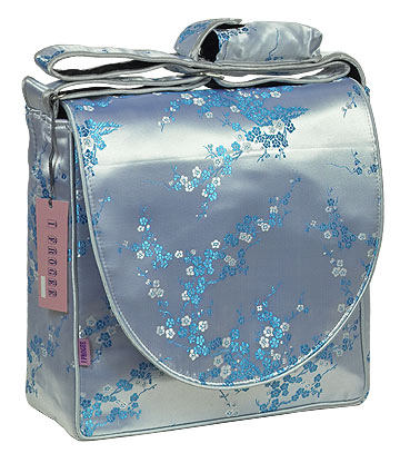 IFD28 - Silver/Skyblue Cherry Blossom - \'I Frogee\' Boxy Diaper Bags