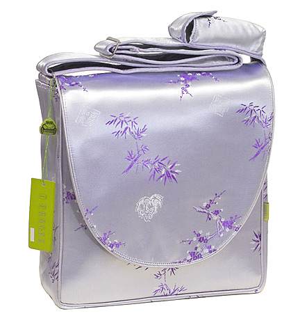 IFD33 - Silver/Purple Blossom & Bamboo Leaves - \'I Frogee\' Boxy Diaper Bags