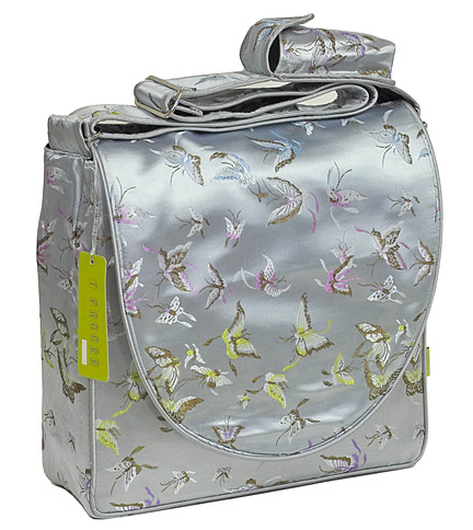 IFD42 - Silver Butterfly Brocade  - I Frogee Boxy Diaper Bags