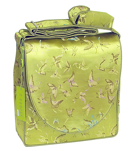 IFD43 - YellowGreen Butterfly Brocade - I Frogee Boxy Diaper Bags