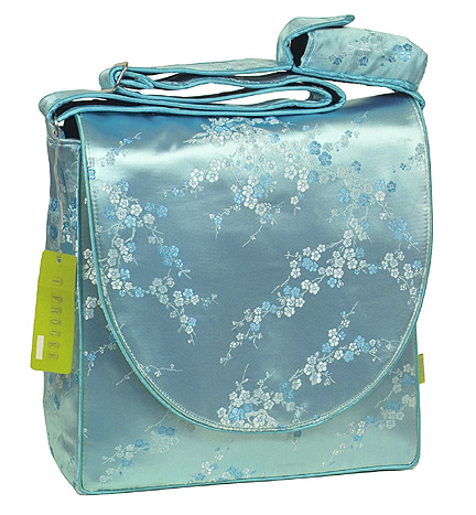 IFD45 - SkyBlue/Silver Cherry Blossom Brocade - I Frogee Boxy Diaper Bags
