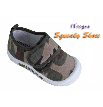 IFS02 - Green/Brown Canvas Squeaky Shoes(by dozen) - I Frogee
