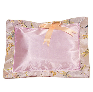 PLW-LPK-DFL Light Pink Dragonfly Brocade Baby Pillow (Cover Only)