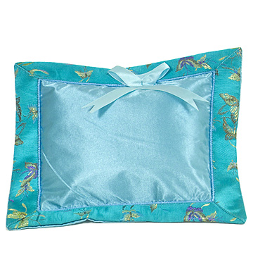 PLW-SBU-BFL Skyblue Butterfly Brocade Baby Pillow (Cover Only)