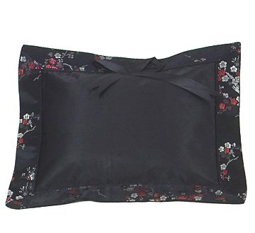 PLW-BKR-BSM Black-Red+Silver Cherry Blossom Brocade Baby Pillow (Cover Only)