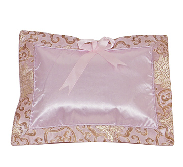 PLW-LPK-FLW Light Pink Fortune Flower Brocade Baby Pillow (Cover Only)