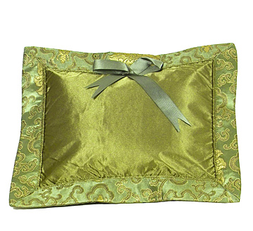 PLW-OLG-FLW Olive Green Fortune Flower Brocade Baby Pillow (Cover Only)