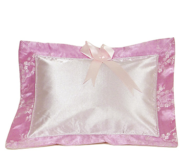 PLW-PKS-BSM Light Pink-Silver Cherry Blossom Brocade Baby Pillow (Cover Only)