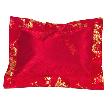 PLW-RDG-BSM Red-Gold Cherry Blossom Brocade - I Frogee Baby Pillow