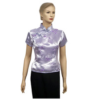 S003 - Silver/Light Purple Blossom & Bamboo Leaves - Lady\'s Blouse
