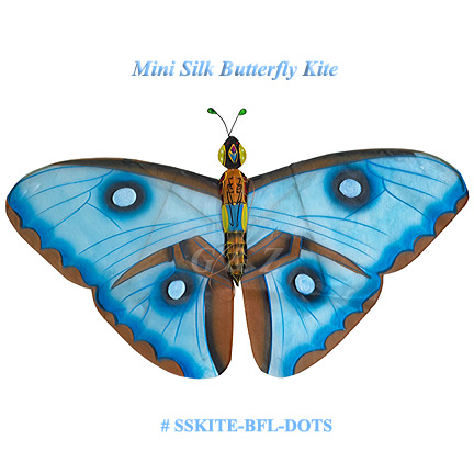 Mini Blue Silk Butterfly Kites (Dots)