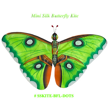 Mini Lime Green Silk Butterfly Kites (Dots)