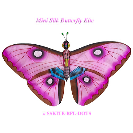 Mini Pink Silk Butterfly Kites (Dots)