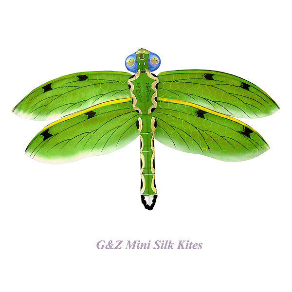 SSKITE-DFL-GRN-B - Green - Mini Dragonfly Kite(Silk) With Gift Box