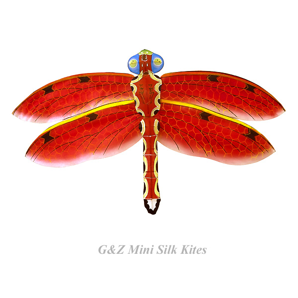 SSKITE-DFL-RED-B - Red - Mini Dragonfly Kite(Silk) With Gift Box