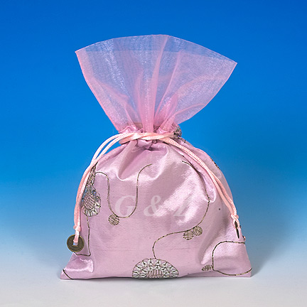 SSP-EM02 Light Pink Mini Pull-Close Pouch (Glittering Embroidery)