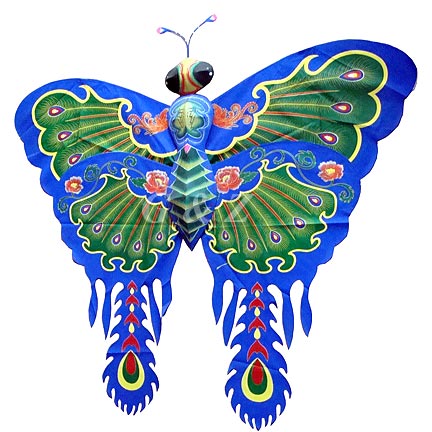 TC-B03L Large Blue Butterfly Kites w/Phoenix & Peony