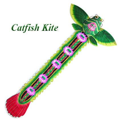 Large Silk Catfish Kite - Green - Chinese Kites