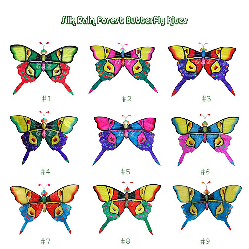 3D Silk Rain Forest Butterfly Kites - Per Dozen (9 Colors)